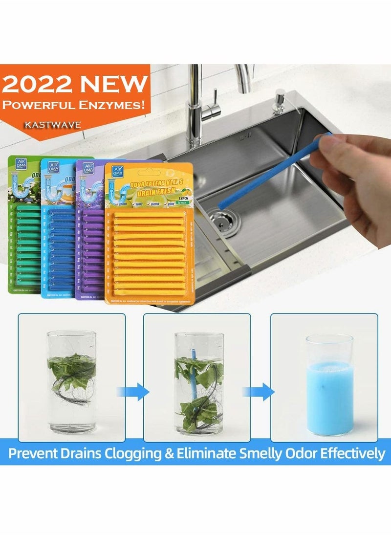 Drain Cleaner Stick, 48Pcs Drain Sticks Deodorizer, Bathroom Sink Drain Cleaning Tool, for Kitchen Shower Bathroom, Toilet, Sink Freshener