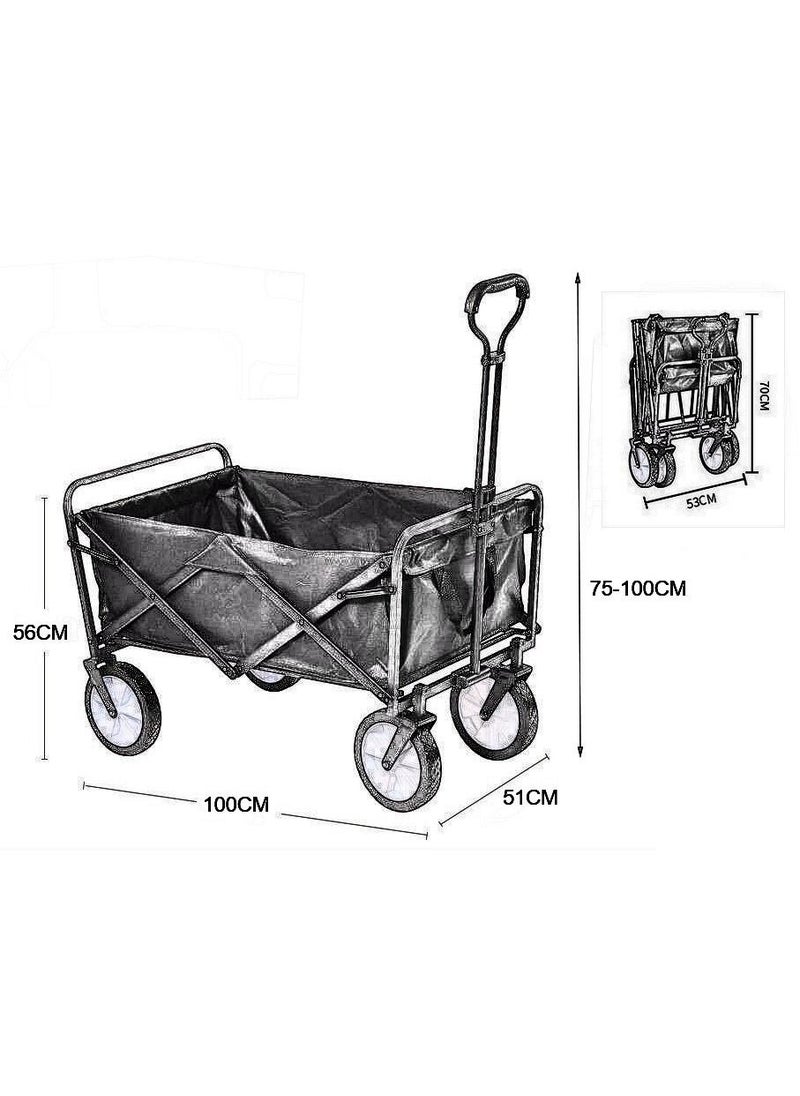 Folding Wagon Foldable Camping Cart Heavy Duty Utility Beach Wagon Cart  Large Capacity Foldable Grocery Wagon for Garden Outdoor Sports Camping Picnic