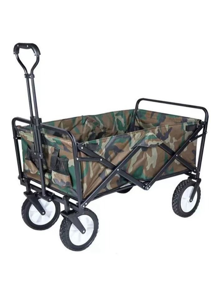 Folding Wagon Foldable Camping Cart Heavy Duty Utility Beach Wagon Cart  Large Capacity Foldable Grocery Wagon for Garden Outdoor Sports Camping Picnic