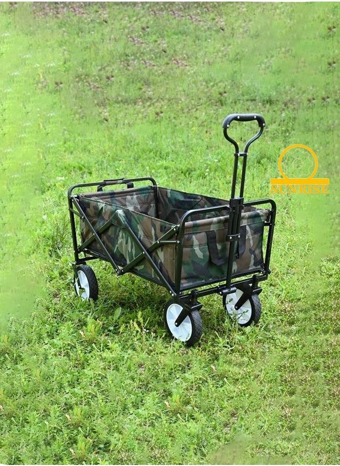 Folding Wagon Foldable Camping Cart Heavy Duty Utility Beach Wagon Cart  Large Capacity Foldable Grocery Wagon for Garden Outdoor Sports Camping Picnic