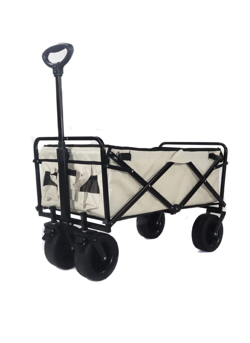 Folding Wagons with Wheels Collapsible, Multi Use Utility Cart with Wheels, Rolling Beach Cart, Shopping Cart Trolley Foldable