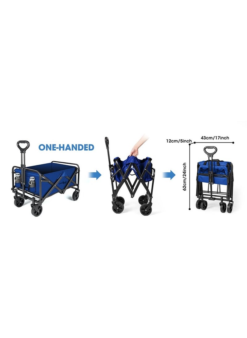 Letz Kart ® - Garden Cart Folding Trolley Cart Outdoor Wagon Collapsible with Removable Fabric Festival Garden Camping Picnic Cart Supports Max 80kg Portable Transport Trailer - Blue