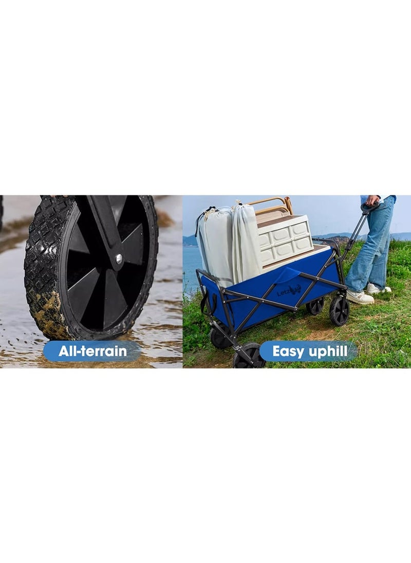Letz Kart ® - Garden Cart Folding Trolley Cart Outdoor Wagon Collapsible with Removable Fabric Festival Garden Camping Picnic Cart Supports Max 80kg Portable Transport Trailer - Blue