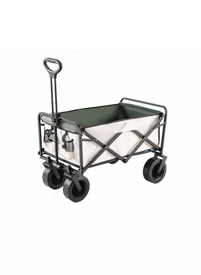 Large Capacity Outdoor Camping Folding Trolley (Khaki Outside, Green Inside)