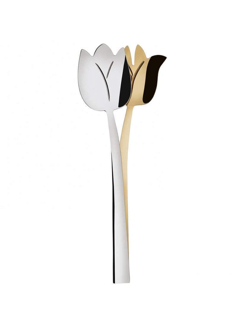 TULIPANO 2-PIECES SALAD SET IN GIFT-BOX COLOUR STEEL AND GOLD- FINISH SHINING