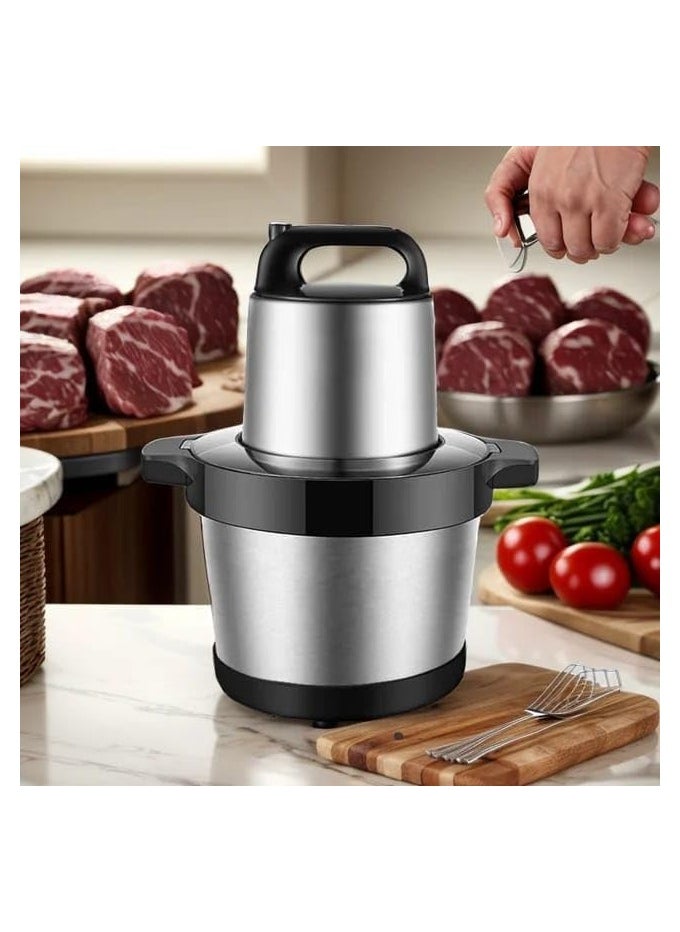 8L Stainless Steel Meat Grinder & Food Chopper - Heavy-Duty Food Processor for Meat, Vegetables, Fruits, and Nuts with Sharp Blades & Durable Bowl