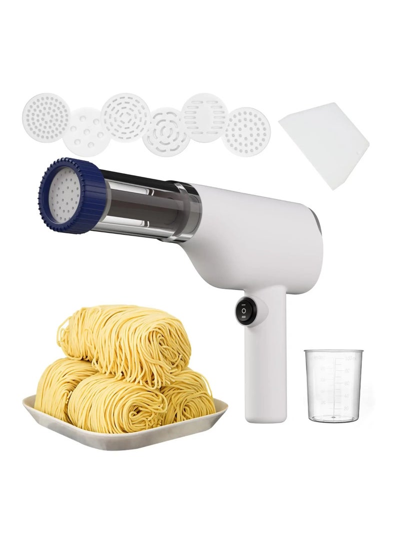 Handheld Electric Noodle Maker, 6 In 1 Cordless Noodle Maker, Portable Noodle Machine for Making Spaghetti Fettuccine Ramen, Automatic Dough Press, Ramen, Home Noodle Roller