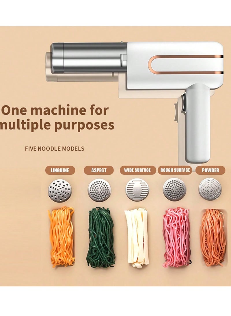 Electric Pasta Makers, Electric Pasta Maker Gun, Handheld Electric Pasta Maker Chinese Noodles Maker Cordless Pasta Machine Spaghetti Making Machine- White, Homemade Spaghetti Machine