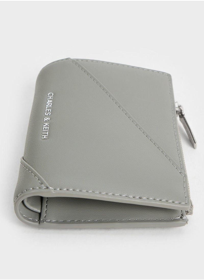 CHARLES & KEITH Trin Stitch-Trim Wallet - Grayish green