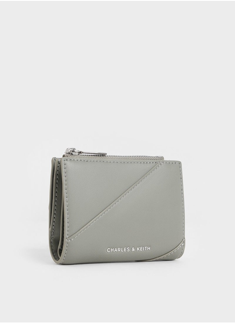 CHARLES & KEITH Trin Stitch-Trim Wallet - Grayish green