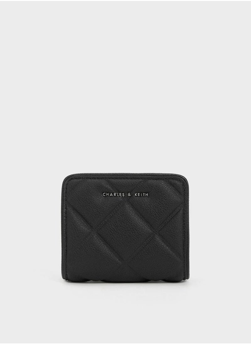 CHARLES & KEITH Anwen Quilted Zip-Around Wallet - Black