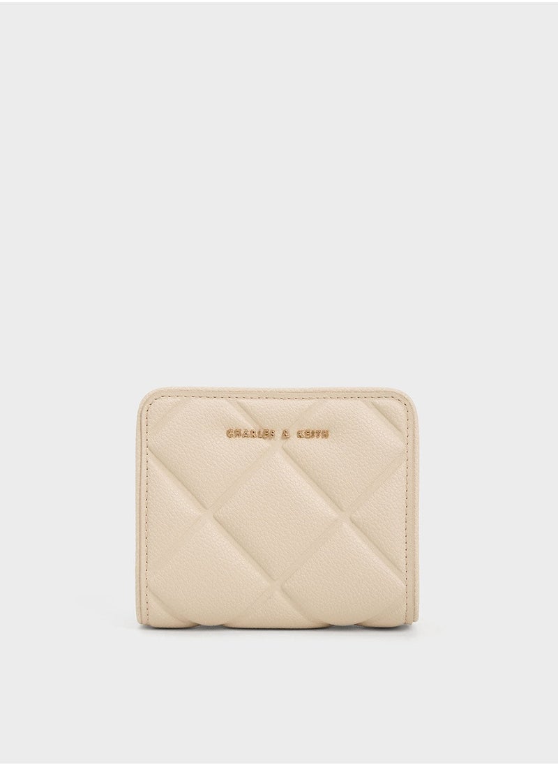 CHARLES & KEITH Anwen Quilted Zip-Around Wallet - Beige