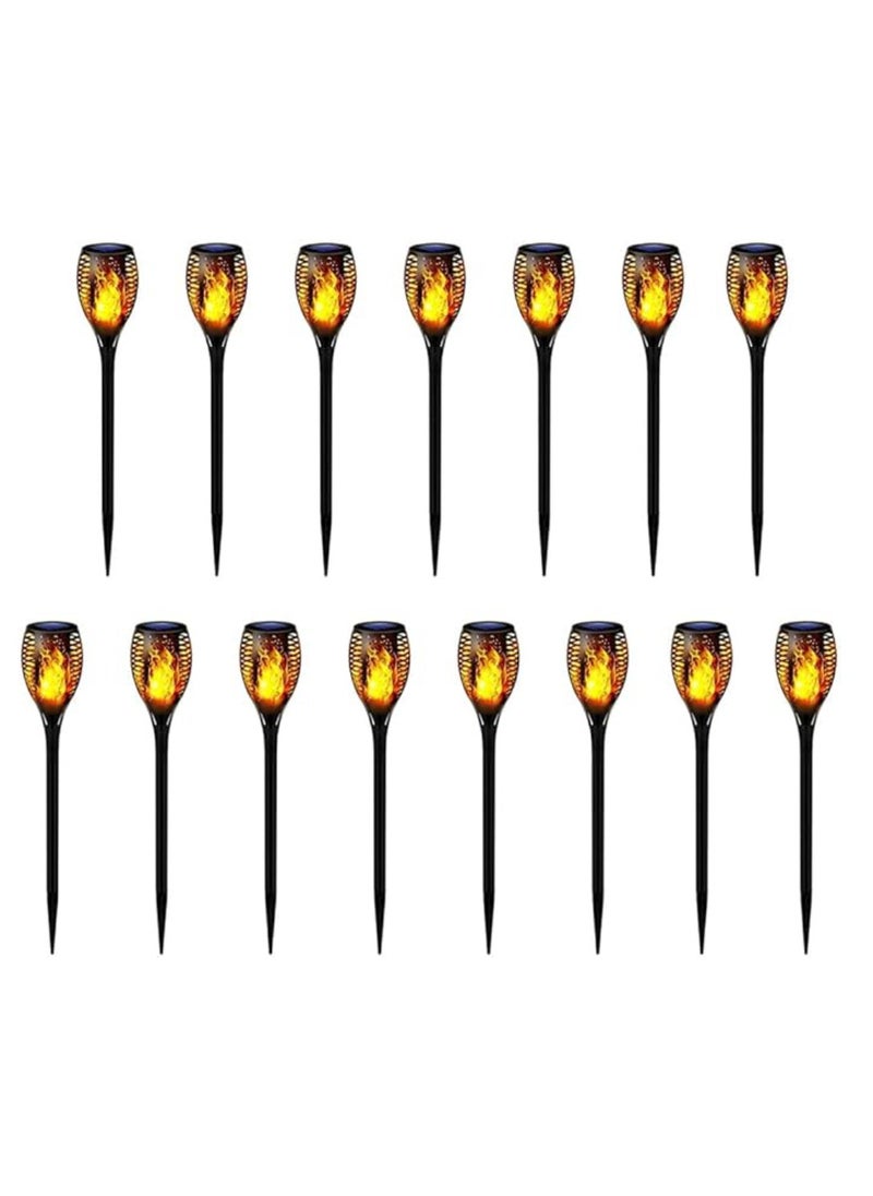 Pack Of 15 Pcs Solar Lights Upgraded Camping Light 51.5CM Waterproof Flickering Flames 33 LED Torches Lights Outdoor Solar Landscape Decoration Lighting Auto On/Off Pathway Lights For Garden Patio Yar