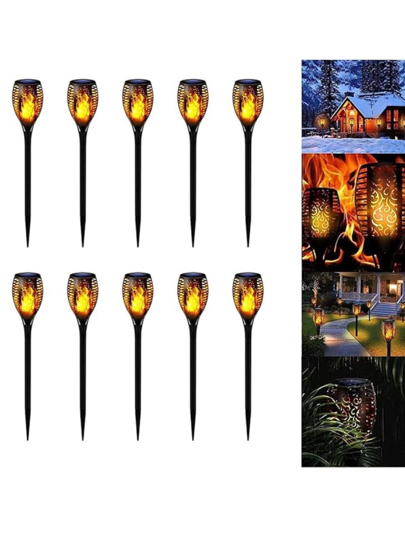 Pack Of 10 Pcs Solar Lights Upgraded Camping Light 51.5CM Waterproof Flickering Flames 33 LED Torches Lights Outdoor Solar Landscape Decoration Lighting Auto On/Off Pathway Lights For Garden Patio Yar