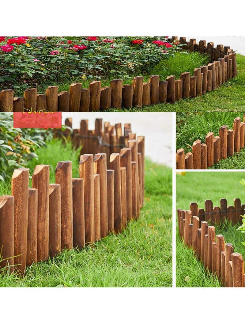 𝐅𝐅𝐃 Durable Wooden Garden Fence Panels – Corrosion Resistant Picket Roll Border for Lawn Edging | Easy Plug-In Fence Palisade | Outdoor Wooden Garden Fence