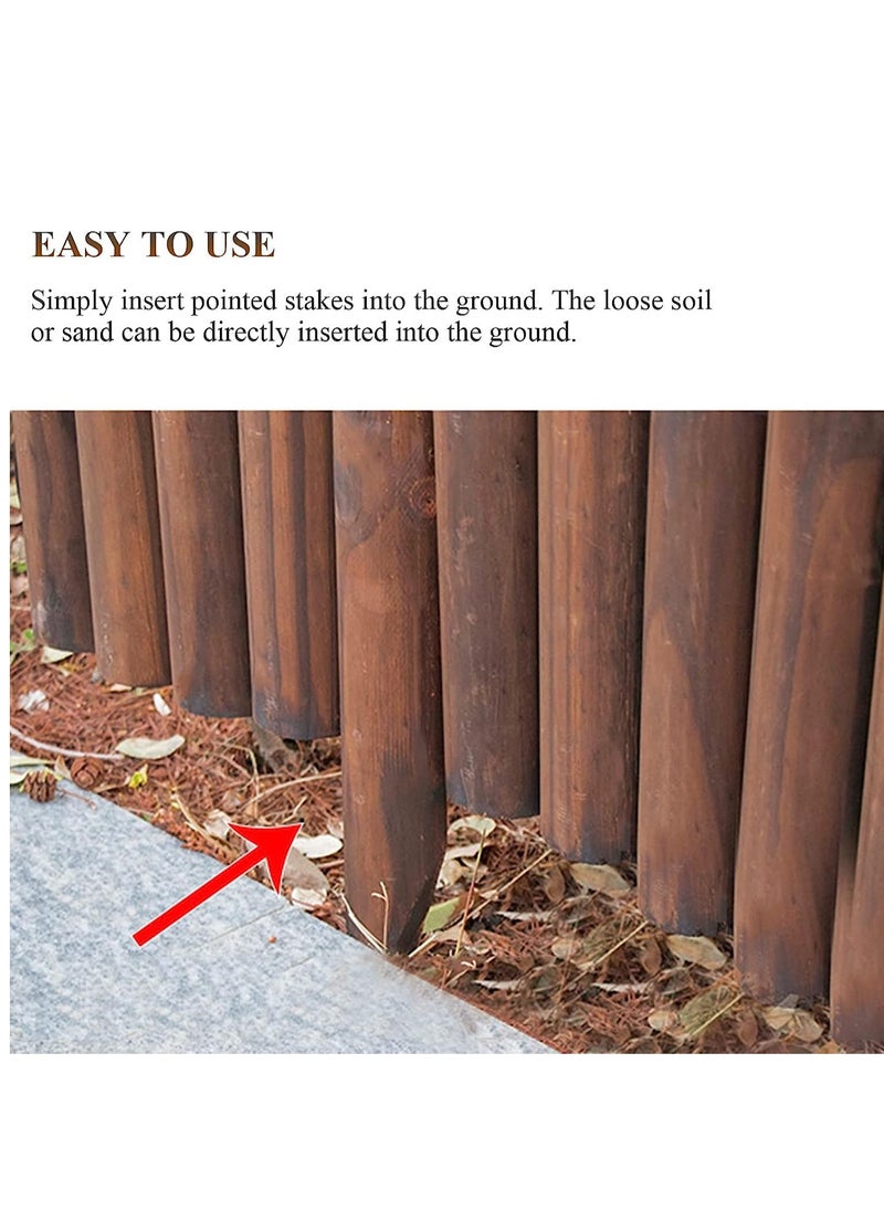 𝐅𝐅𝐃 Durable Wooden Garden Fence Panels – Corrosion Resistant Picket Roll Border for Lawn Edging | Easy Plug-In Fence Palisade | Outdoor Wooden Garden Fence