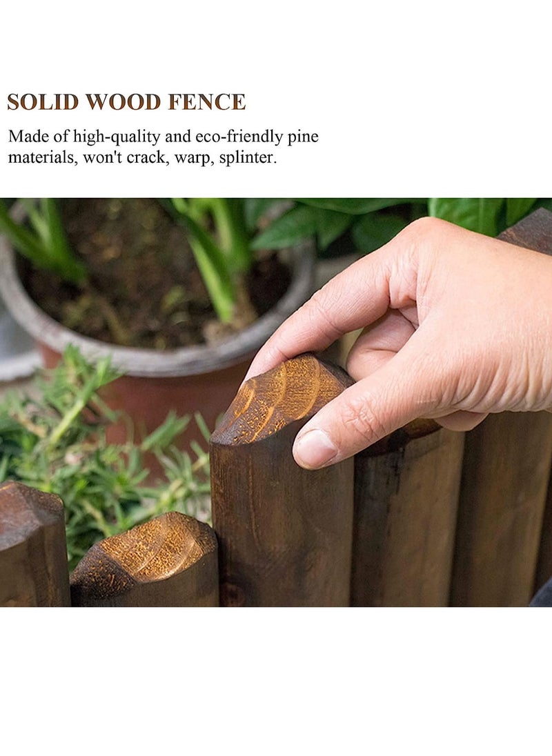 𝐅𝐅𝐃 Durable Wooden Garden Fence Panels – Corrosion Resistant Picket Roll Border for Lawn Edging | Easy Plug-In Fence Palisade | Outdoor Wooden Garden Fence