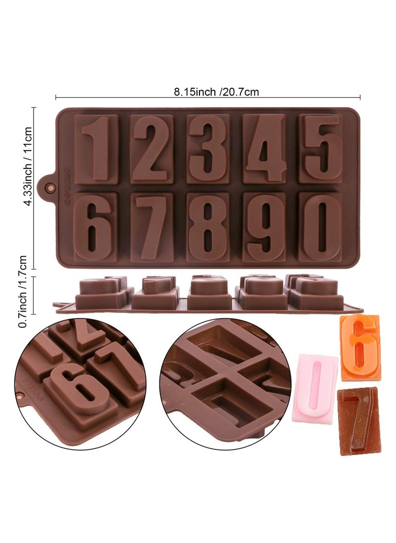 Silicone Candy Gummy Alphabet and Number Molds,Letter Number Fondant Chocolate Molds with Ice Cube Tray for Baking Mould Cake Decoration for Kids Letter Number Birthday Party ( 3 Pcs)