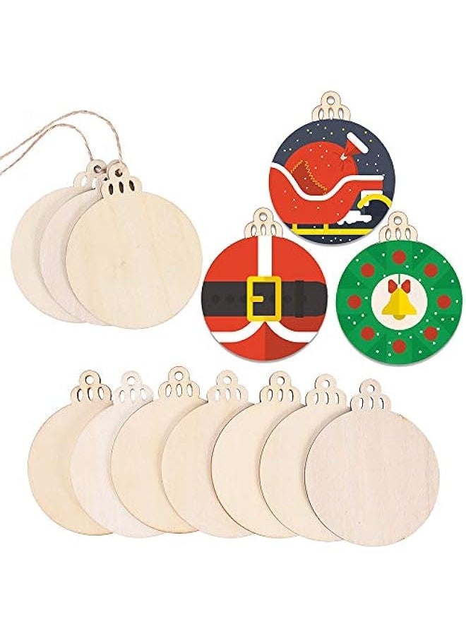 120PCS DIY Wooden Christmas Ornaments Unfinished Predrilled Wood Circles for Crafts Centrepieces Holiday Hanging Decorations