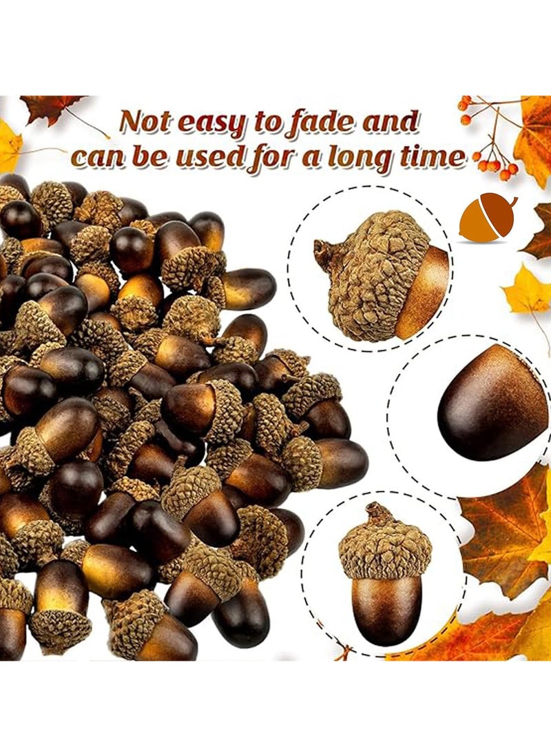 100PCS Mini Artificial Acorns,Christmas Fake Fruit Props Lifelike Oak Nut,Crafting DIY Home Party Wedding Decor Christmas Thanksgiving Festival