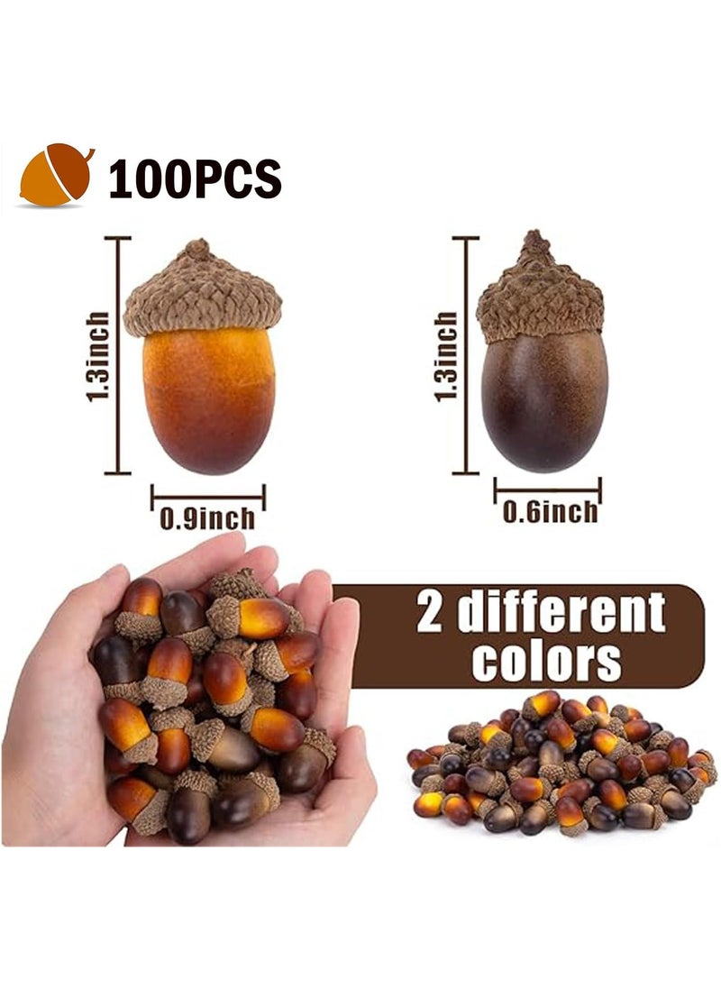 100PCS Mini Artificial Acorns,Christmas Fake Fruit Props Lifelike Oak Nut,Crafting DIY Home Party Wedding Decor Christmas Thanksgiving Festival