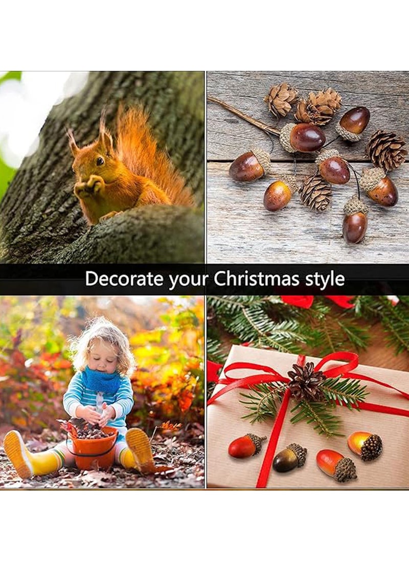 100PCS Mini Artificial Acorns,Christmas Fake Fruit Props Lifelike Oak Nut,Crafting DIY Home Party Wedding Decor Christmas Thanksgiving Festival