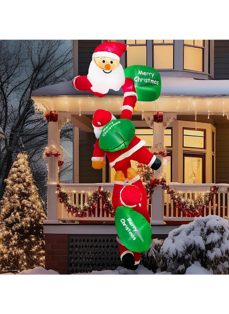 8 FT Hanging Christmas Inflatables Santa Claus Decorations, Climbing Santa Claus Outdoor Blow Up Christmas Decorations with Built-in LEDs for Roof Outdoor Indoor Window Wall (B)