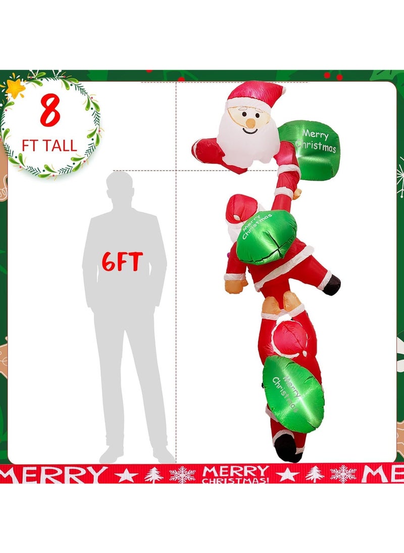 8 FT Hanging Christmas Inflatables Santa Claus Decorations, Climbing Santa Claus Outdoor Blow Up Christmas Decorations with Built-in LEDs for Roof Outdoor Indoor Window Wall (B)