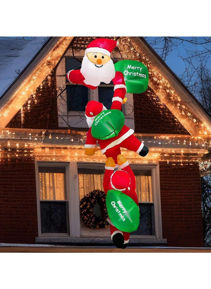 8 FT Hanging Christmas Inflatables Santa Claus Decorations, Climbing Santa Claus Outdoor Blow Up Christmas Decorations with Built-in LEDs for Roof Outdoor Indoor Window Wall (B)