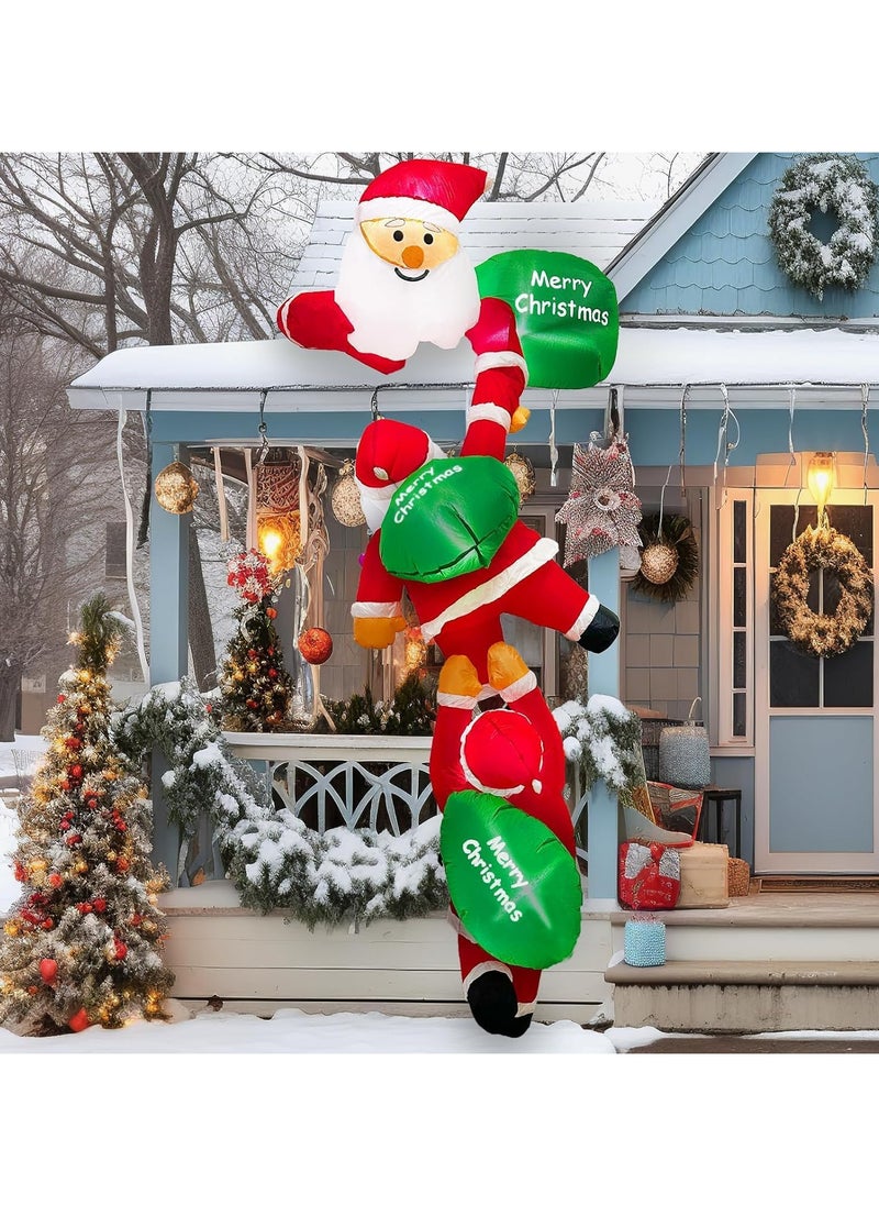 8 FT Hanging Christmas Inflatables Santa Claus Decorations, Climbing Santa Claus Outdoor Blow Up Christmas Decorations with Built-in LEDs for Roof Outdoor Indoor Window Wall (B)