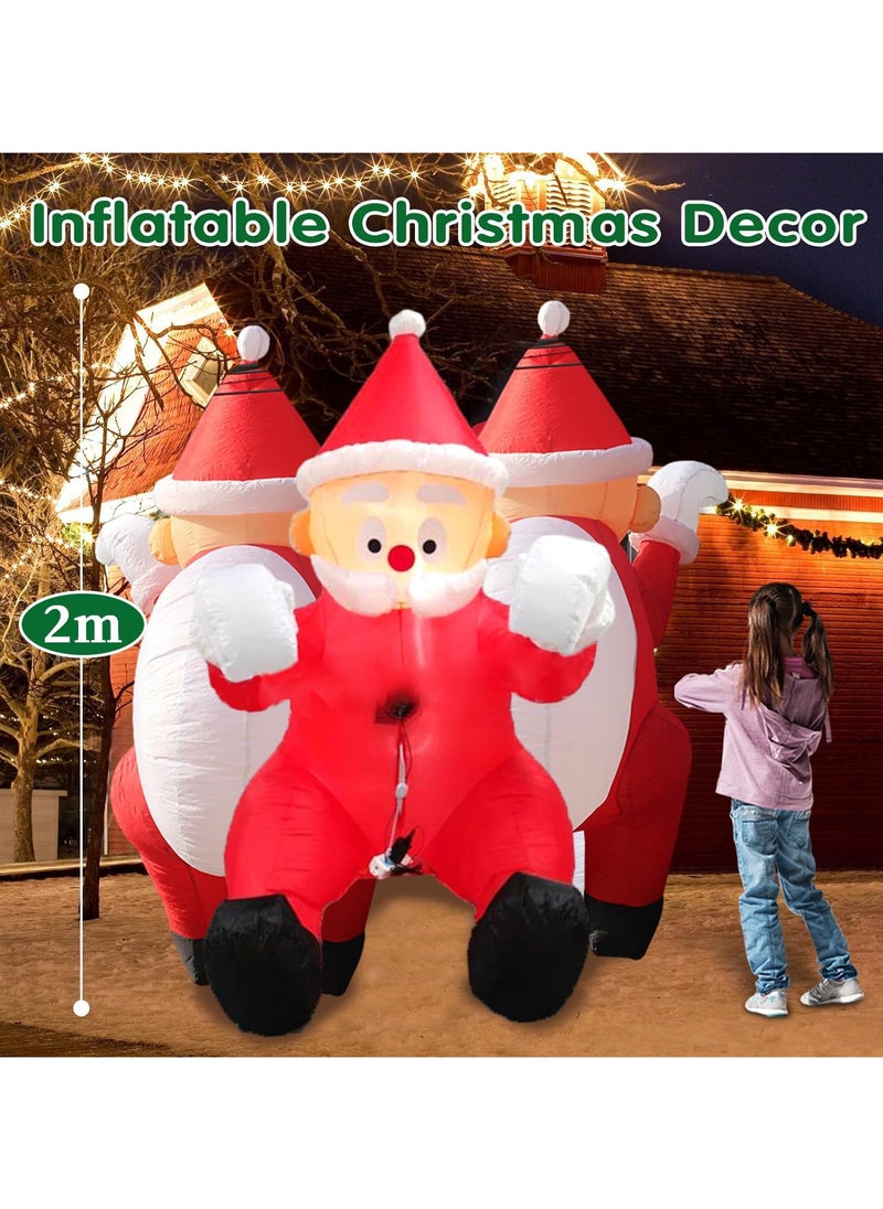 6.5 FT Tall Christmas Inflatable Hanging Santa Claus Decorations Outdoor, Blow Up Climbing Santa with Build-in LED for Xmas Party, Outdoor, Yard, Garden, Lawn Winter Decoration (D)