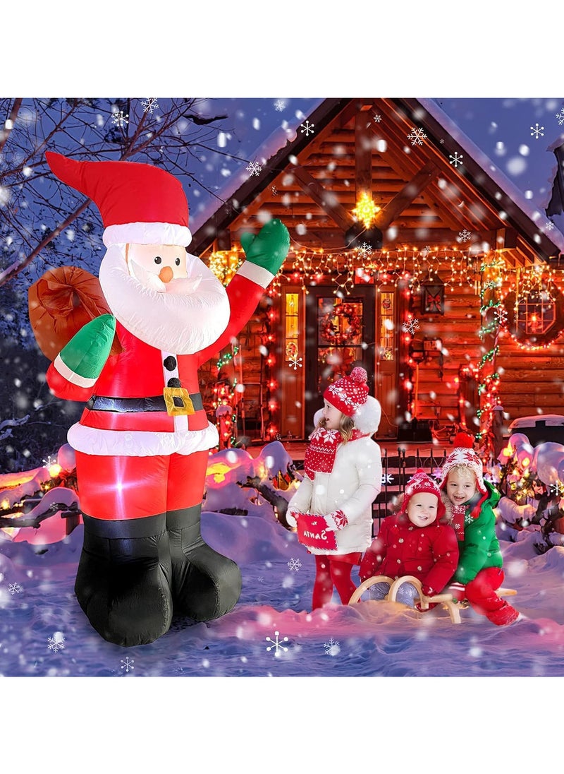 6 Ft Christmas Inflatables Santa Claus Outdoor Decorations with Gifts Bag, Santa Claus Outdoor Blow Up Christmas Decorations with Built-in LEDs for Gardern Lawn Indoor Winter Holiday (E)