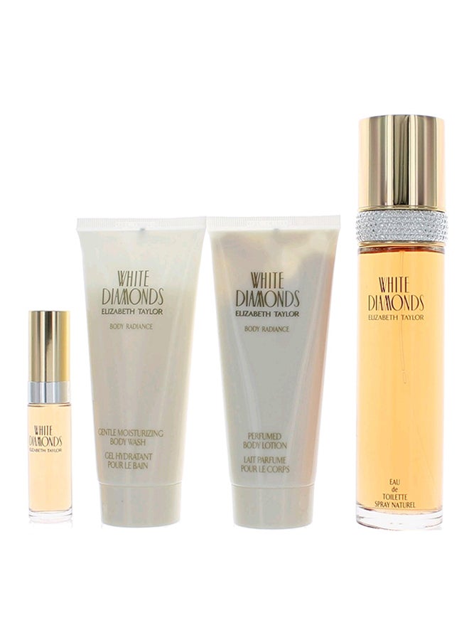 White Diamonds Gift Set (3.3 OZ EDT Spray, 3.3 OZ Body Lotion, 3.3 OZ Moisturizing Body Wash, 0.33 OZ EDT Mini Spray)ml