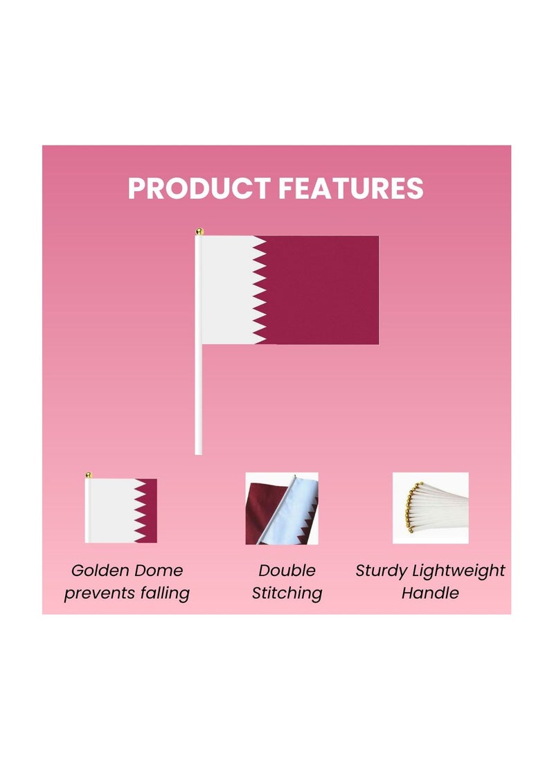 Qatar Mini Hand Flags For National Day Small Stick Hand Held Flags Great Souvenirs And Party Favors Handheld Flags For Kids And Adults Decorations Country Flags,Festival Events