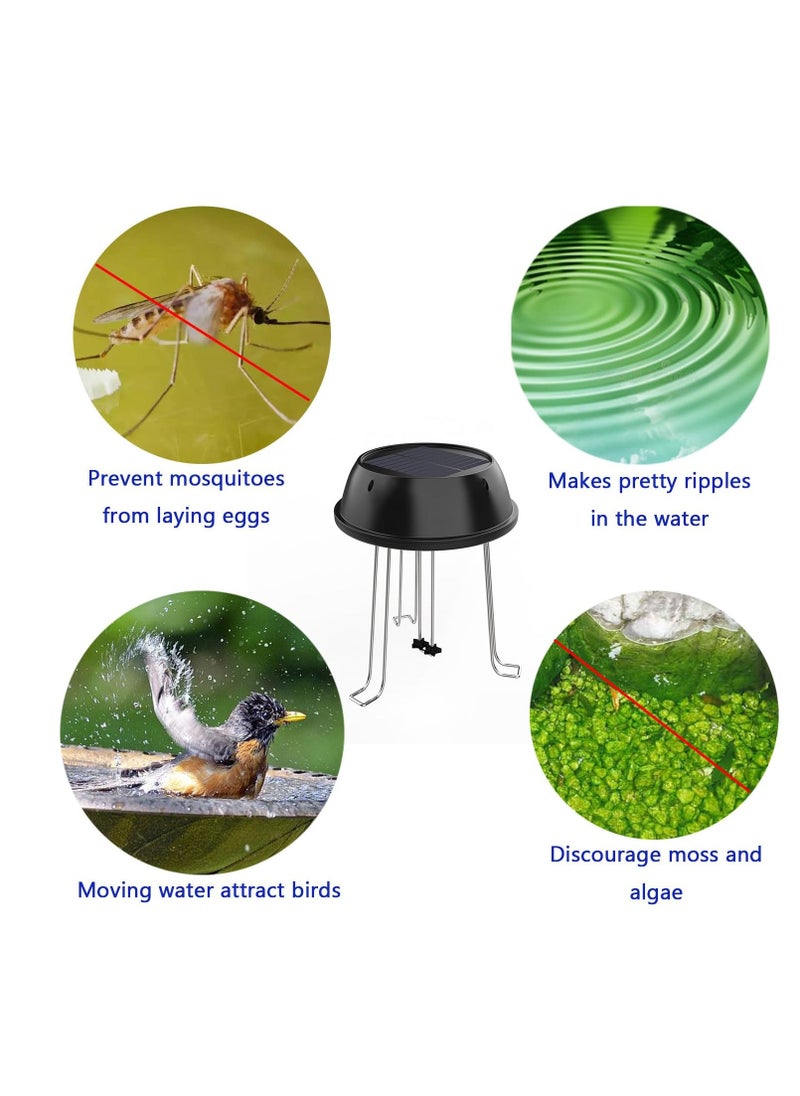 Solar Powered Bird Bath Water Agitator, Solar Water Oxygenating Water Wave Device, Bird Bath Solar Power with 3 Fixers for Outdoor,Patio, Garden Decor, Pond Fish Tank, Hummingbird, Black