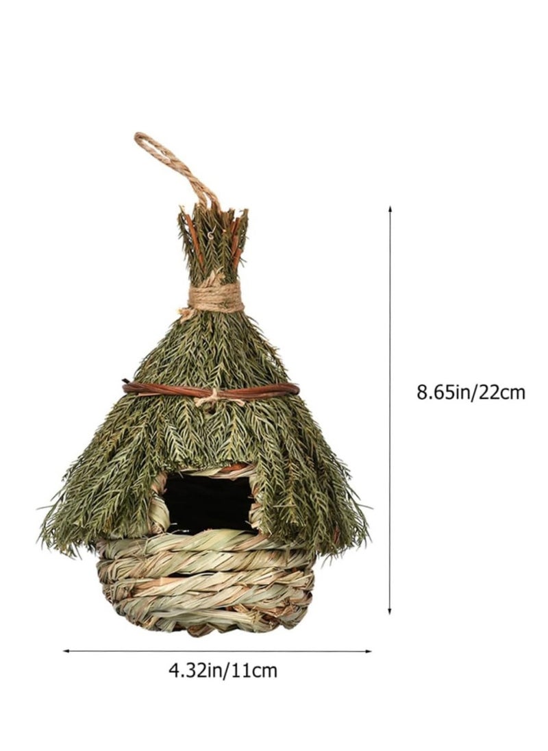 Bird Nest Straw Rope Woven Bird Nest Bird House for outside Woven Nest Birds Warm Bird House Aquatic Rope Natural Pine Needles Bird House Gardening Decor Outside Bird House