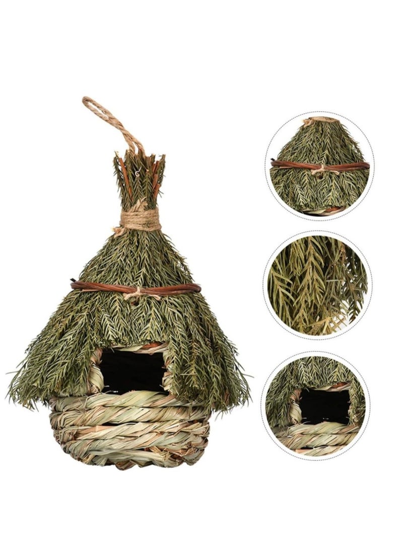 Bird Nest Straw Rope Woven Bird Nest Bird House for outside Woven Nest Birds Warm Bird House Aquatic Rope Natural Pine Needles Bird House Gardening Decor Outside Bird House