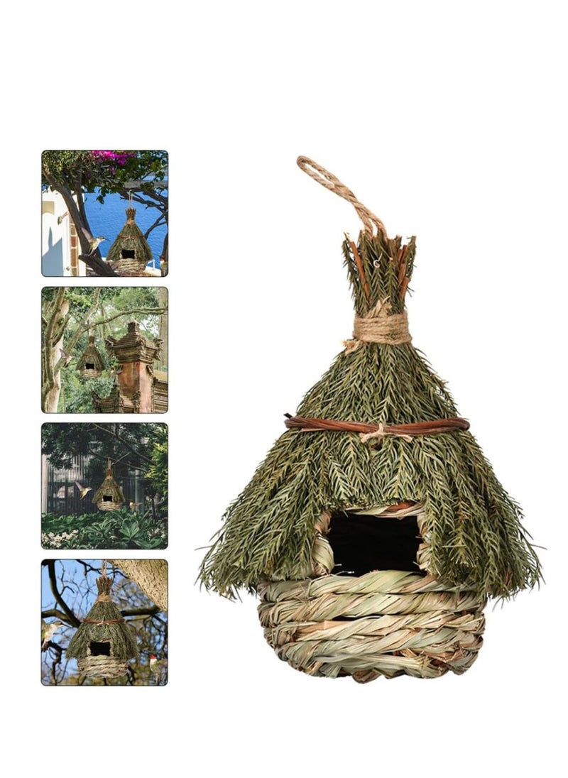 Bird Nest Straw Rope Woven Bird Nest Bird House for outside Woven Nest Birds Warm Bird House Aquatic Rope Natural Pine Needles Bird House Gardening Decor Outside Bird House