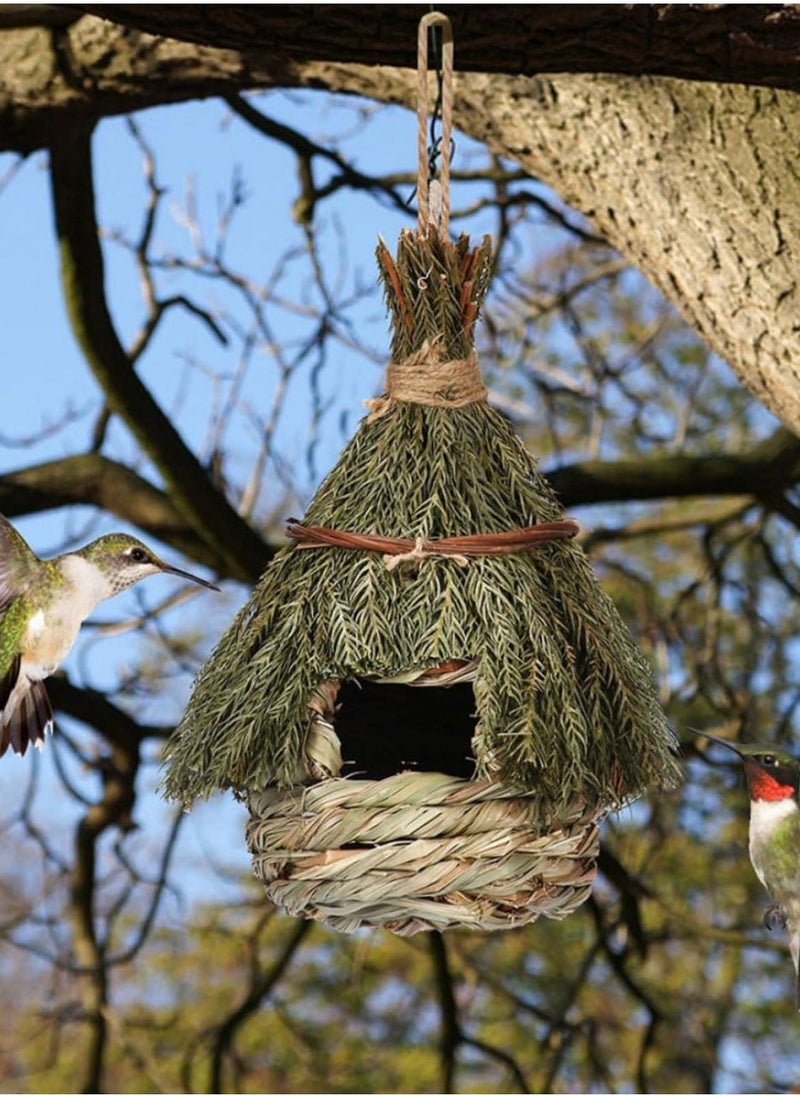 Bird Nest Straw Rope Woven Bird Nest Bird House for outside Woven Nest Birds Warm Bird House Aquatic Rope Natural Pine Needles Bird House Gardening Decor Outside Bird House