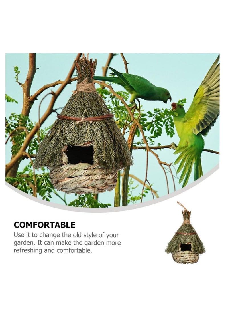 Bird Nest Straw Rope Woven Bird Nest Bird House for outside Woven Nest Birds Warm Bird House Aquatic Rope Natural Pine Needles Bird House Gardening Decor Outside Bird House