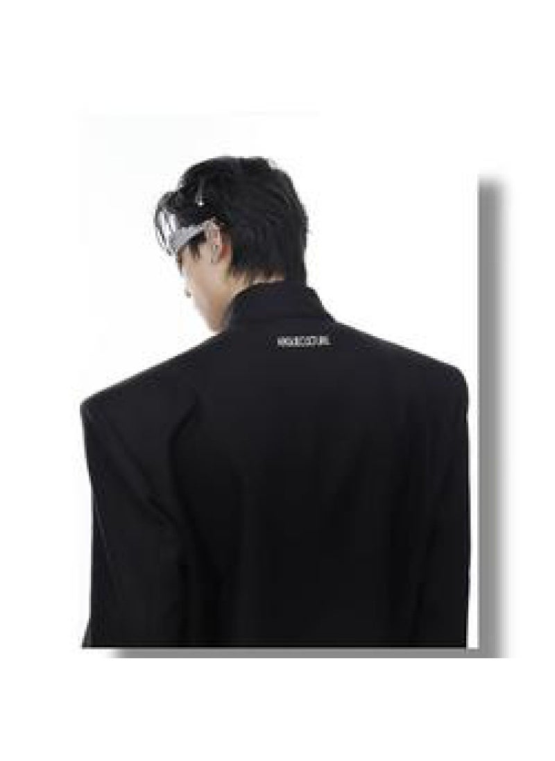 Autumn Deconstructed Metallic Clasp Blazer Jacket Men Black