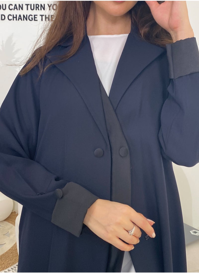 Blazer Formal Navy Abaya with Button Details