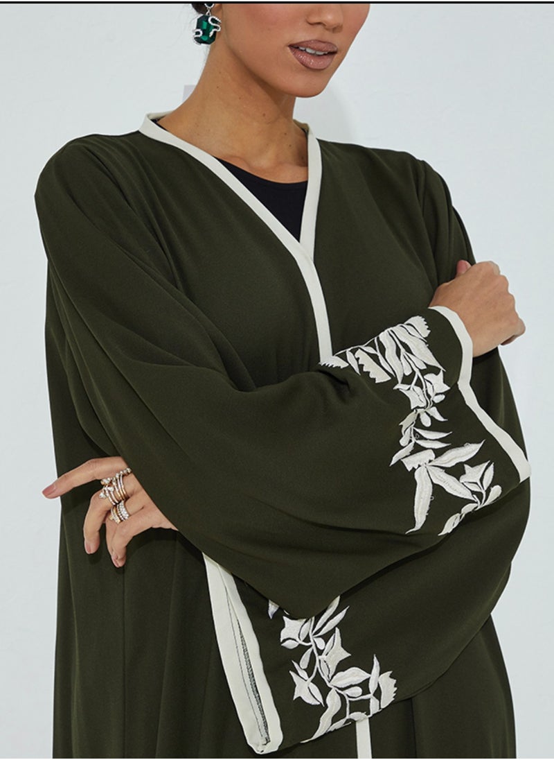 Embroidered Green Abaya