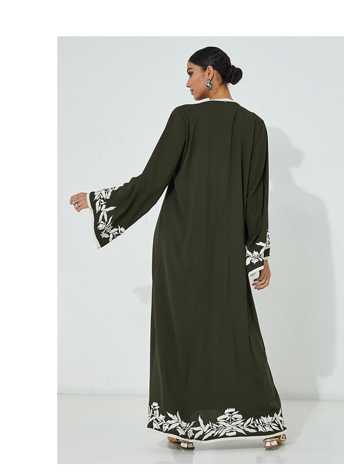 Embroidered Green Abaya