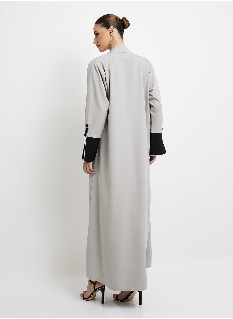 Color Block long Sleeves Open Abaya