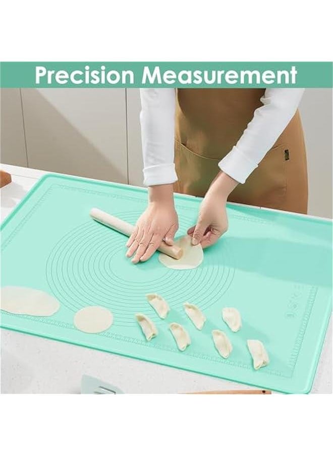 Large Silicone Baking Mat 29 x 21 Inch Non Stick Extra Thick Pastry Mat with Measurements and High Edge for Making Cookies, Macarons, Bread and Pastry