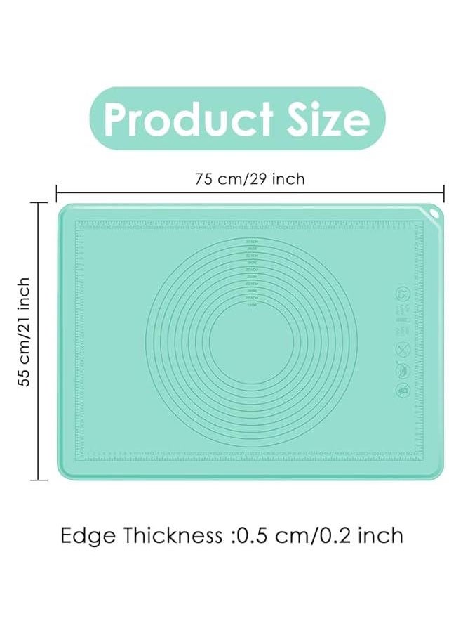 Large Silicone Baking Mat 29 x 21 Inch Non Stick Extra Thick Pastry Mat with Measurements and High Edge for Making Cookies, Macarons, Bread and Pastry