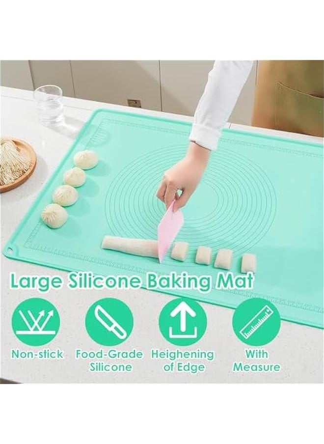 Large Silicone Baking Mat 29 x 21 Inch Non Stick Extra Thick Pastry Mat with Measurements and High Edge for Making Cookies, Macarons, Bread and Pastry