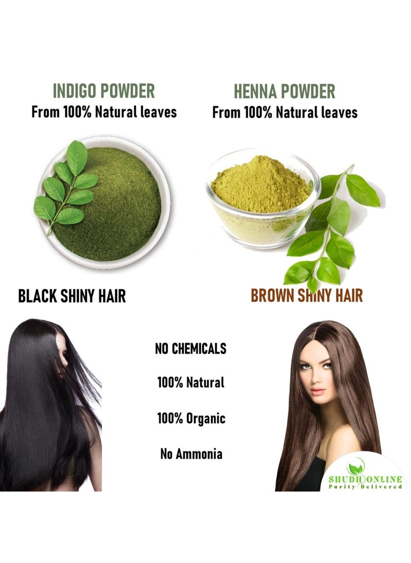 Indigo and Henna Powder Organic for Hair Colour (50 Grams each - 100 grams), avuri and Mehandi, Neela Amari, Natural Mehndi, Neel Patti, Cassia Obovata, Neelayamari, Neli Aku