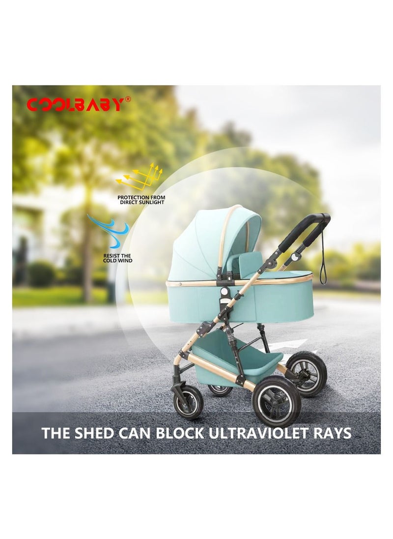 Foldable stroller, 4 wheels, Travel stroller, 4 wheels shock-proof, Travel stroller, easy to carry - wheels adjustable